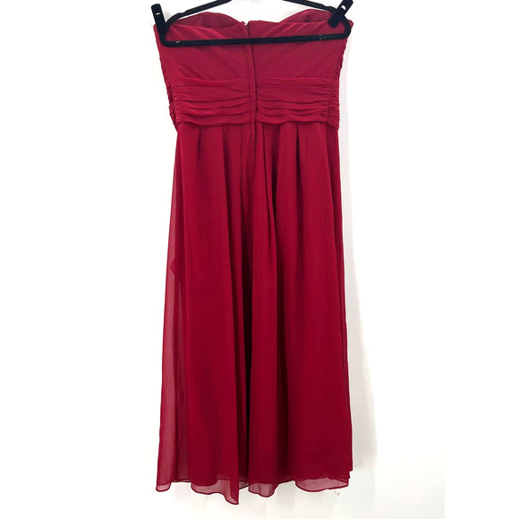 David's Bridal Chiffon Layered W10840 Short Strapless Dress Apple Lined Size 14 - Picture 4 of 8